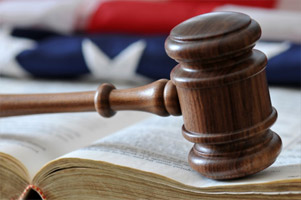 Gavel, Law Book and an American Flag